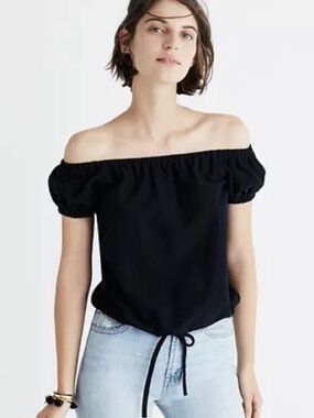 Madewell Black Off-the-Shoulder Top | Size M